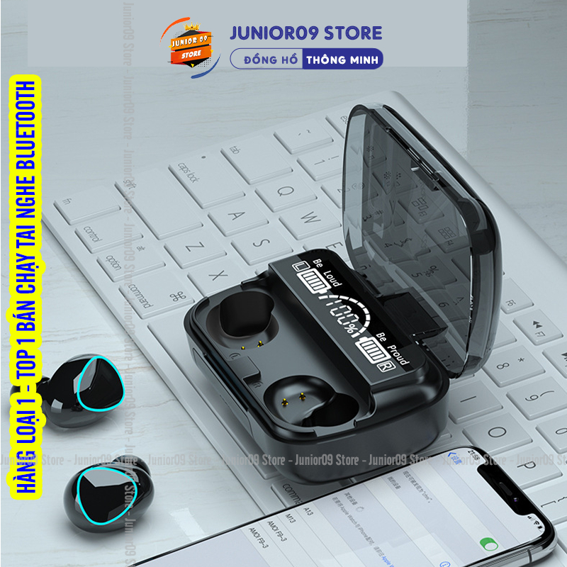 Tai nghe Bluetooth M10 Kiêm sạc dự phòng - Chính hãng JUNIOR09 Pin trâu, Hộp sạc màn hình, Âm thanh 3D, Chống nước