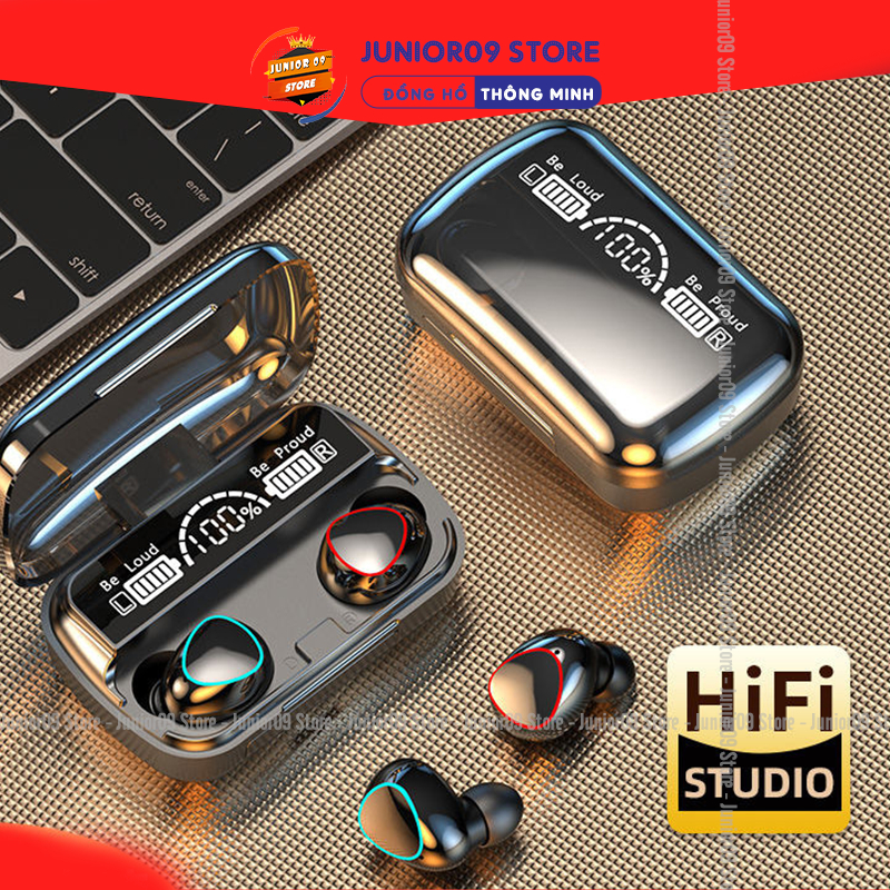 Tai nghe Bluetooth M10 Kiêm sạc dự phòng - Chính hãng JUNIOR09 Pin trâu, Hộp sạc màn hình, Âm thanh 3D, Chống nước