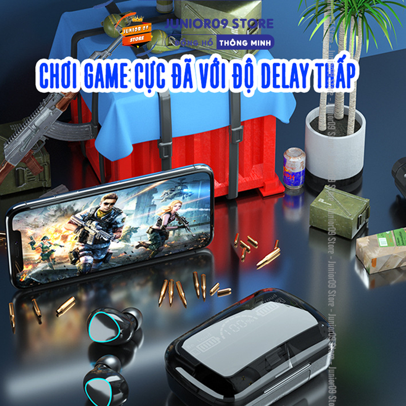 Tai nghe Bluetooth M10 Kiêm sạc dự phòng - Chính hãng JUNIOR09 Pin trâu, Hộp sạc màn hình, Âm thanh 3D, Chống nước