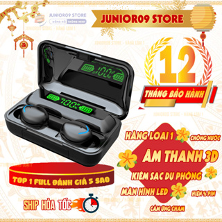 Tai nghe Bluetooth F9 PRO Kiêm sạc dự phòng - Chính hãng JUNIOR09 Pin trâu, Hộp sạc màn hình, Âm thanh 3D, Chống nước