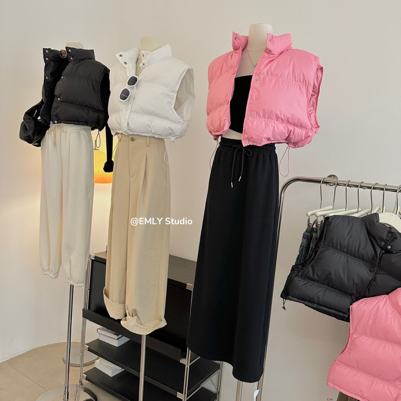 Áo phao gile khuy bấm rút eo chuẩn EMLY hàng QC