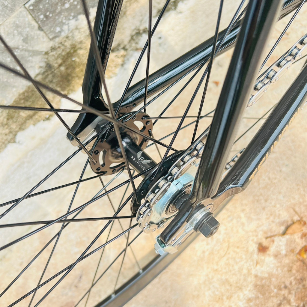 Xe đạp fixed gear TSUNAMI SNM100 cơ bản - Đen bóng chữ vàng
