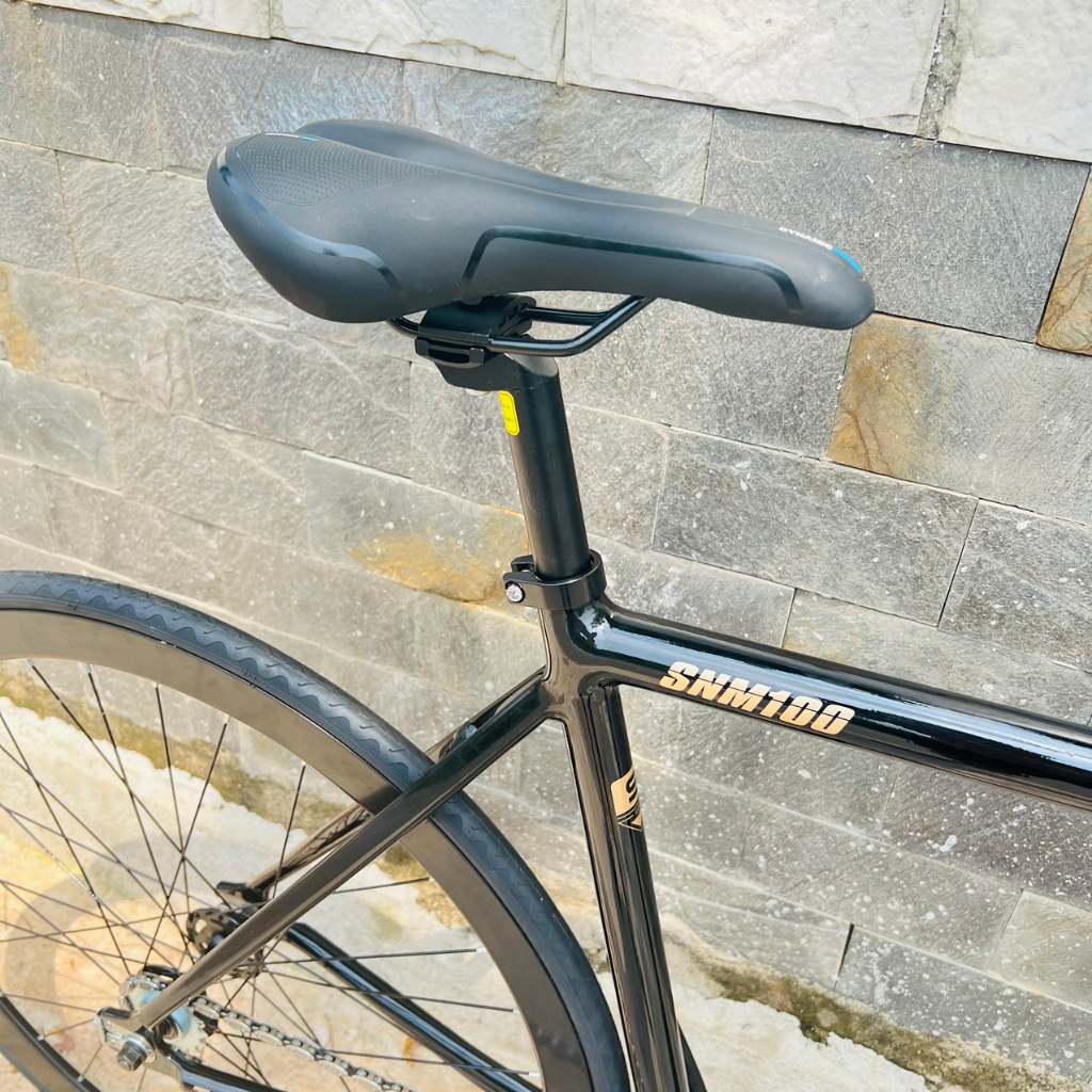 Xe đạp fixed gear TSUNAMI SNM100 cơ bản - Đen bóng chữ vàng
