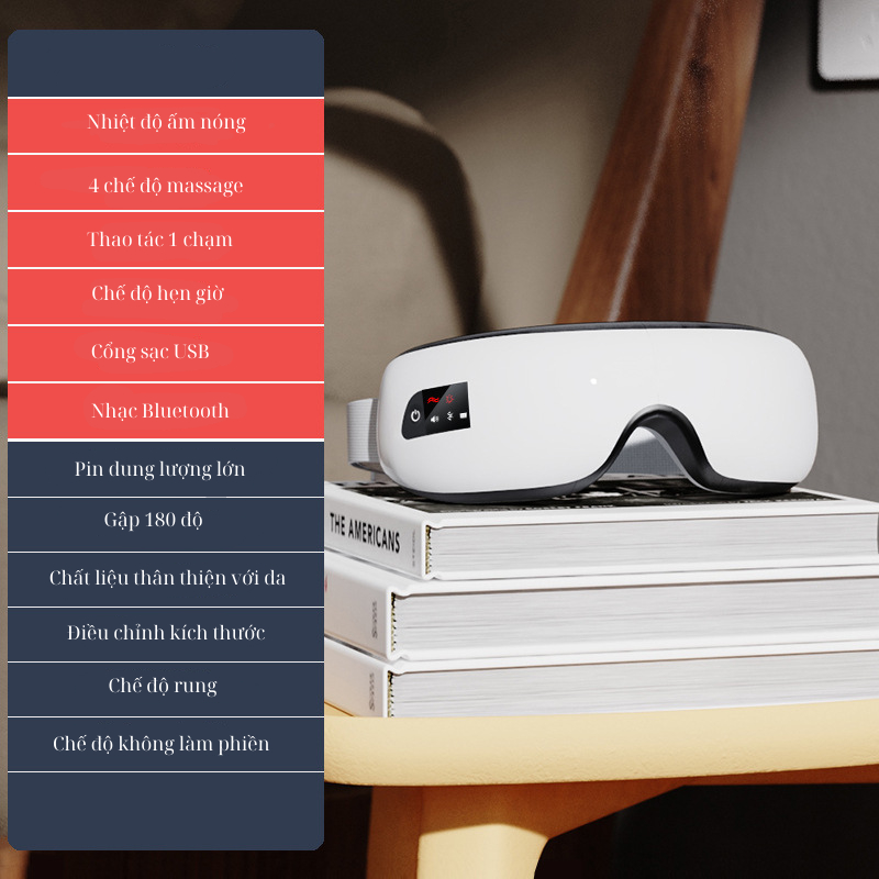 Máy Massage Mắt Bản Nâng Cấp 4 Chế Độ Massage Tích Hợp Chế Độ Rung Kết Nối Bluetooth Làm Giảm Mỏi Mắt và Lưu Thông Máu