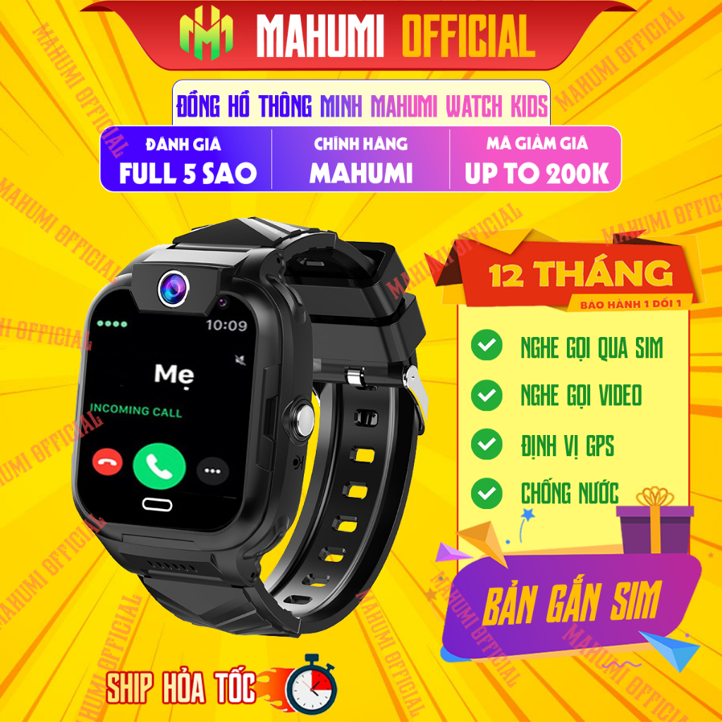 Đồng hồ thông minh Định vị Trẻ em Lắp sim Nghe gọi Video Call Chống nước cho bé trai bé gái MAHUMI WATCH KIDS PRO | BigBuy360 - bigbuy360.vn