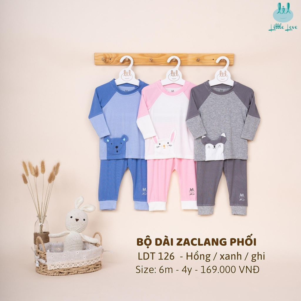 [Mã BMTTC60K giảm đến 60K đơn 50K] Bộ quần áo dài tay zaclang phối màu, mềm mịn LiL Little Love (LDT126)