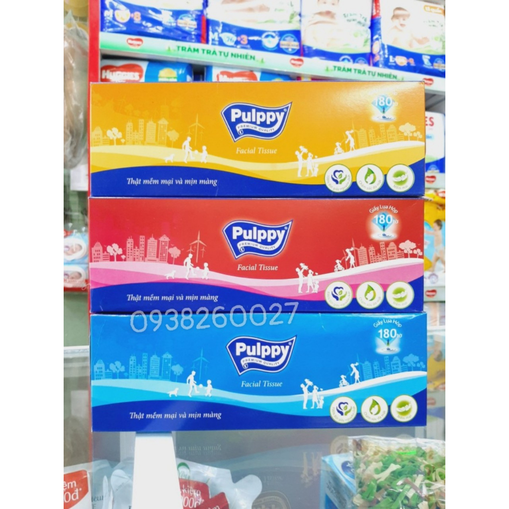 Khăn giấy rút lụa hộp Pulppy 180 tờ