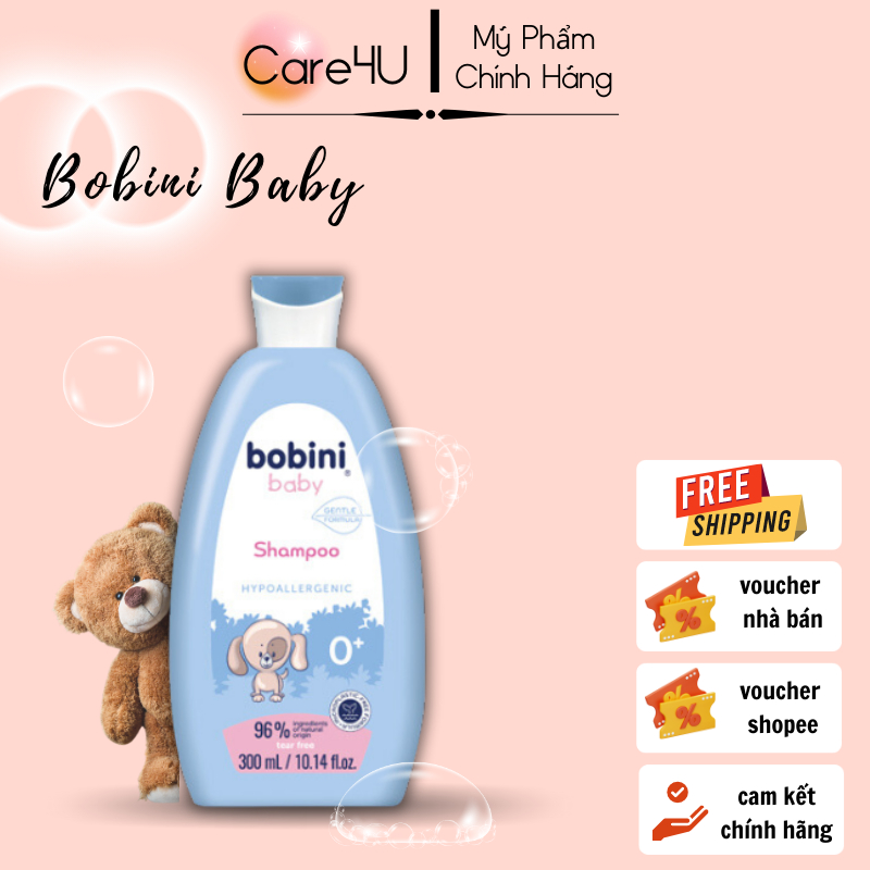 [Tặng gel rửa tay khô 100ml] Dầu gội trẻ em Bobini Baby dịu nhẹ, không cay mắt 1+ ngày tuổi 300ML