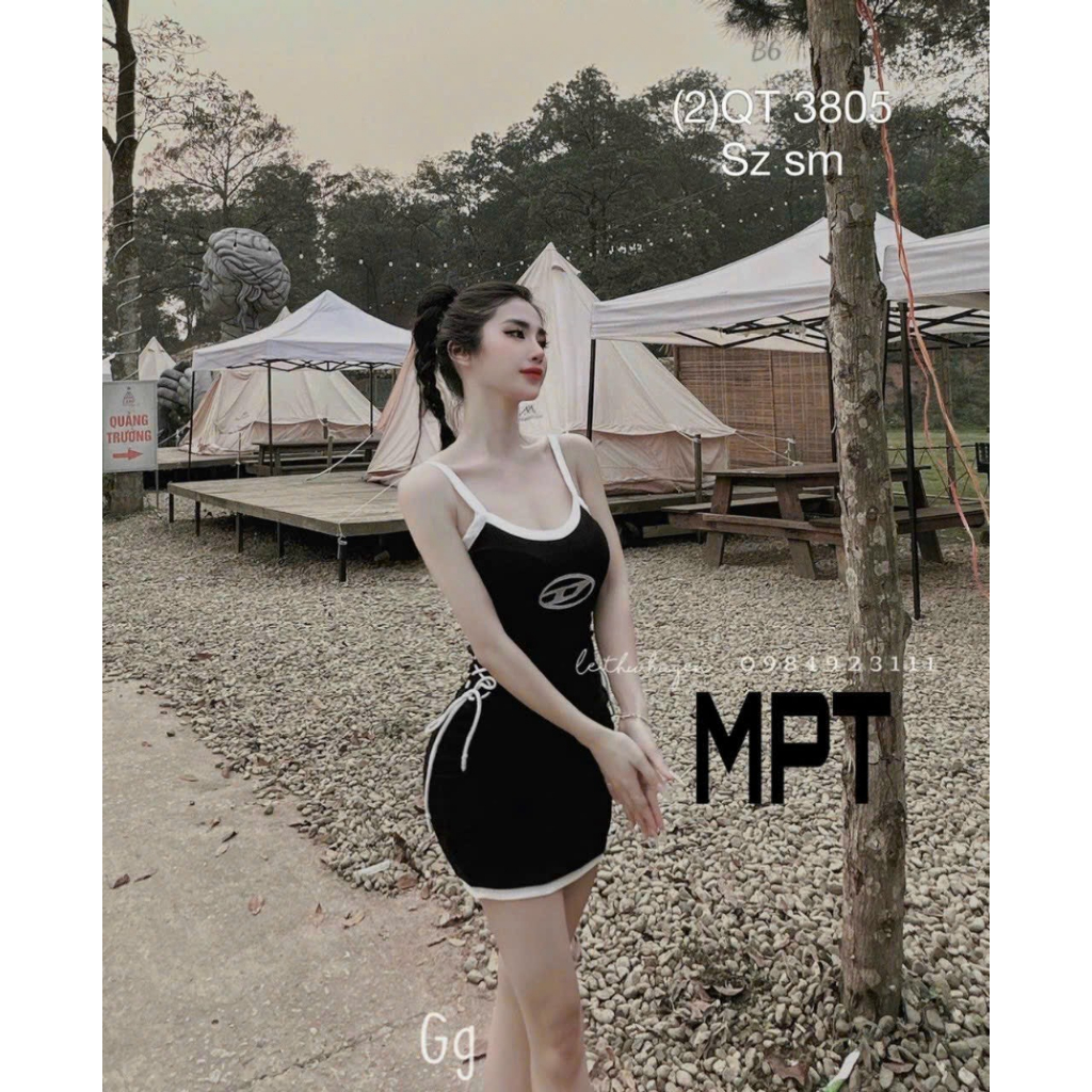Váy Body Thun Gân Đan Dây Eo Tôn Dáng,Đầm 2 Dây Hotgirl Dáng Ngắn THích Hợp Đi Chơi Dạo Phố