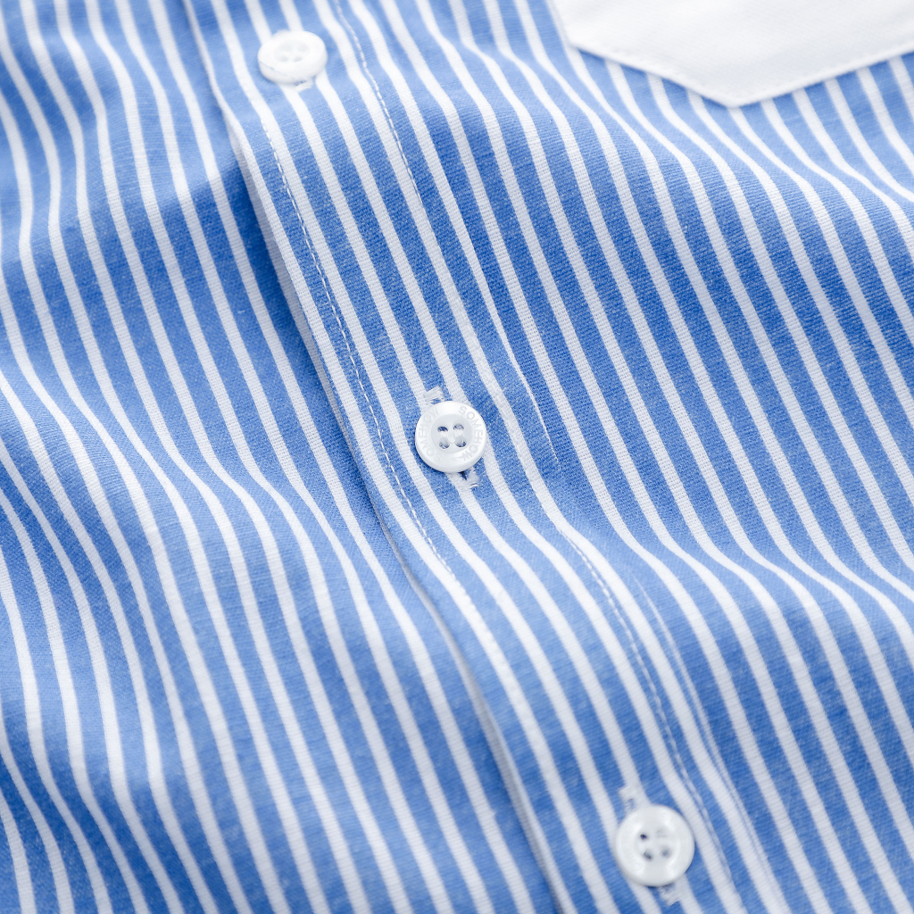 Áo Sơ Mi Nam Vertical Blue White Pock, Chất Vải Sơ Mi Cotton Thoải Mái, SM0068, SOMEHOW