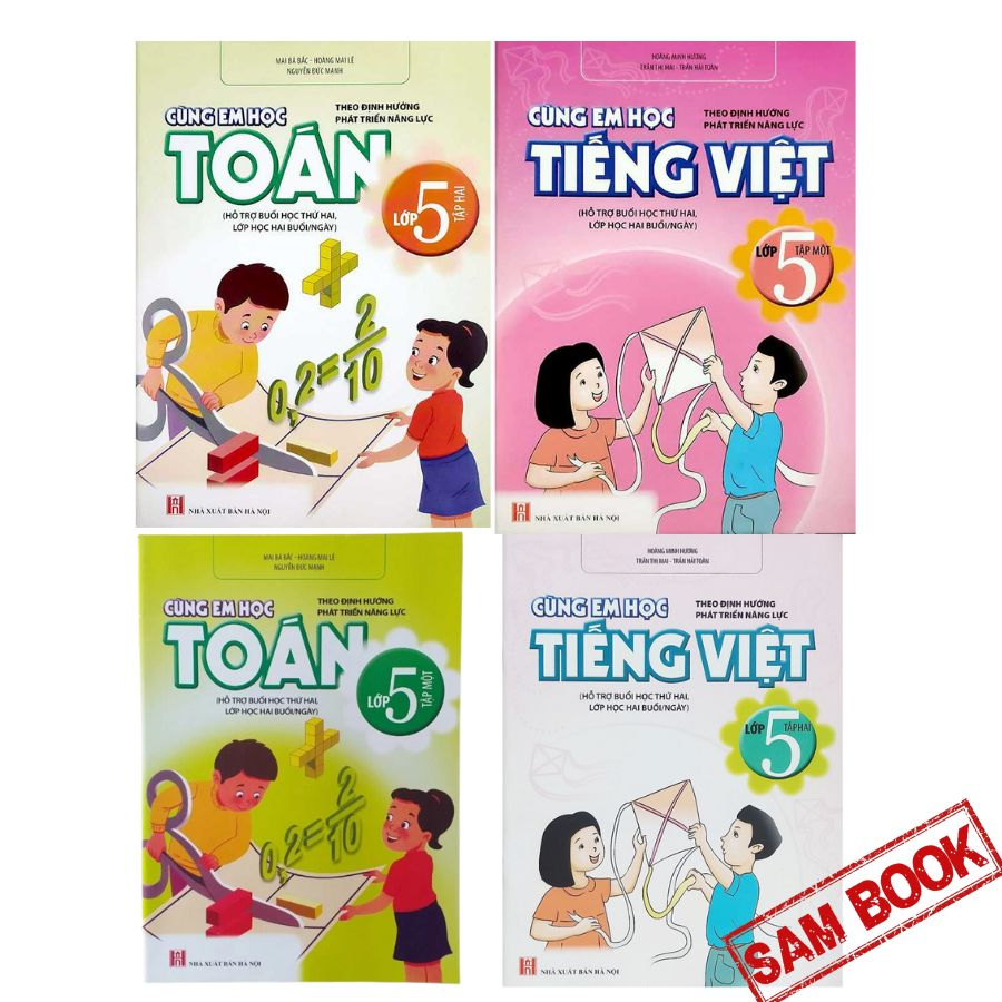Cùng em học Toán,TV 5 bộ 4q kèm bút chì cute