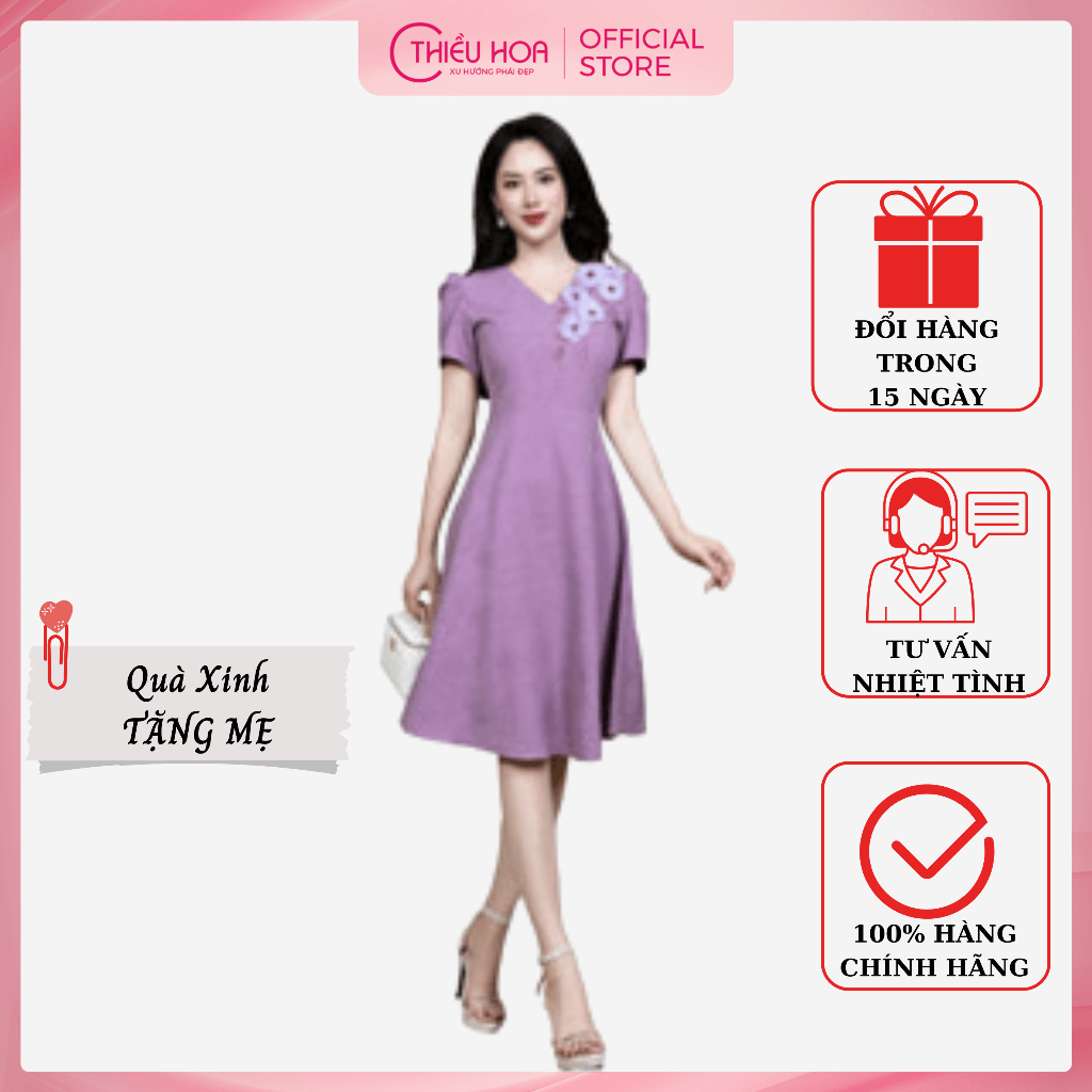 Đầm Thiết Kế Trung Niênđược làm từ Lụa với thiết kế cao cấp sang trọng Thương hiệu Thiều Hoa DD2N1102