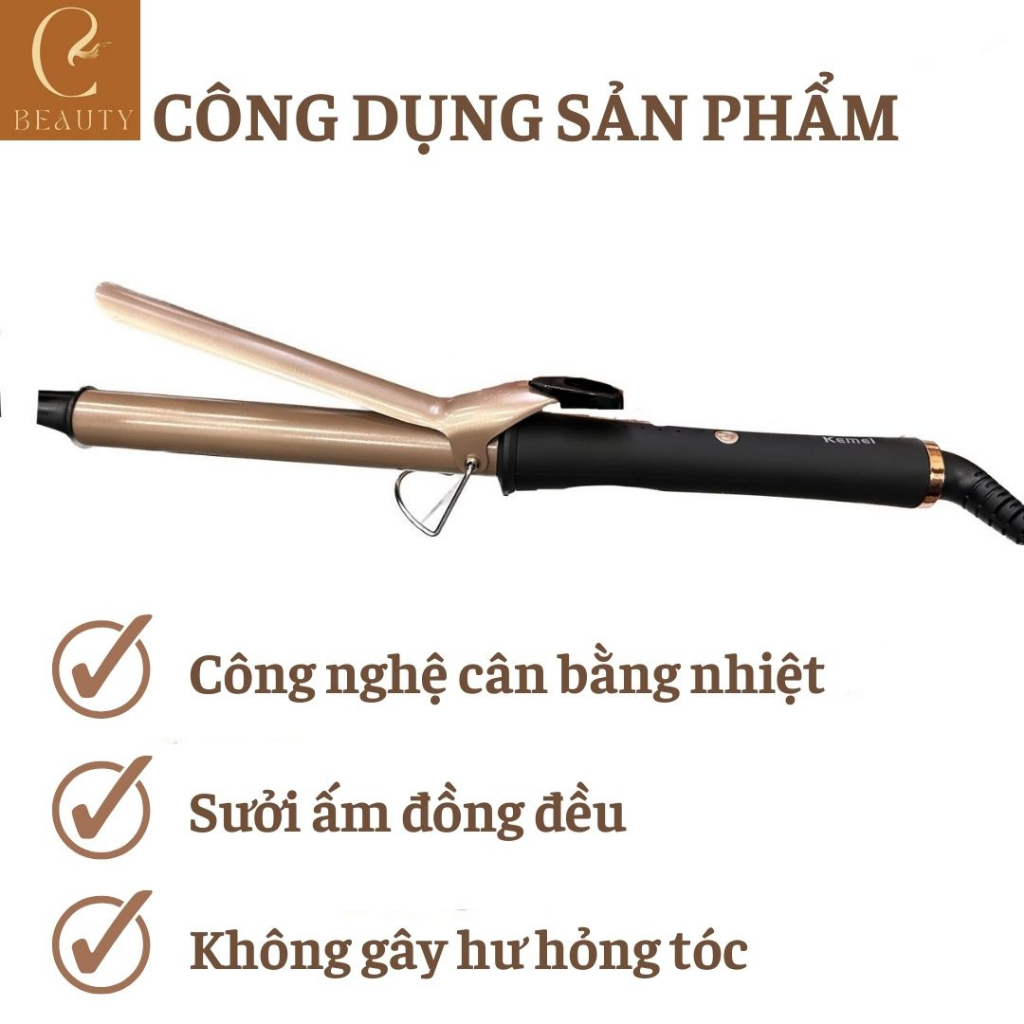 Máy uốn tóc Kemei 1001A, Máy làm xoăn tóc, máy làm tóc xoăn thiết kế nhỏ gọn dễ dang bỏ vào túi xách mang đi chơi