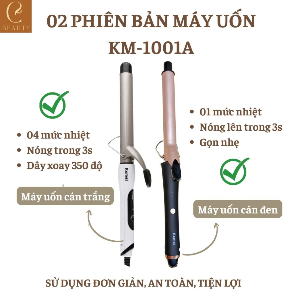Máy uốn tóc Kemei 1001A, Máy làm xoăn tóc, máy làm tóc xoăn thiết kế nhỏ gọn dễ dang bỏ vào túi xách mang đi chơi