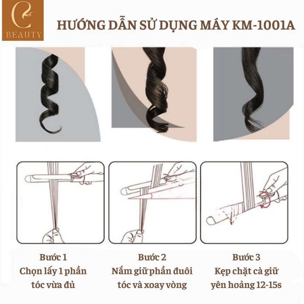 Máy uốn tóc Kemei 1001A, Máy làm xoăn tóc, máy làm tóc xoăn thiết kế nhỏ gọn dễ dang bỏ vào túi xách mang đi chơi