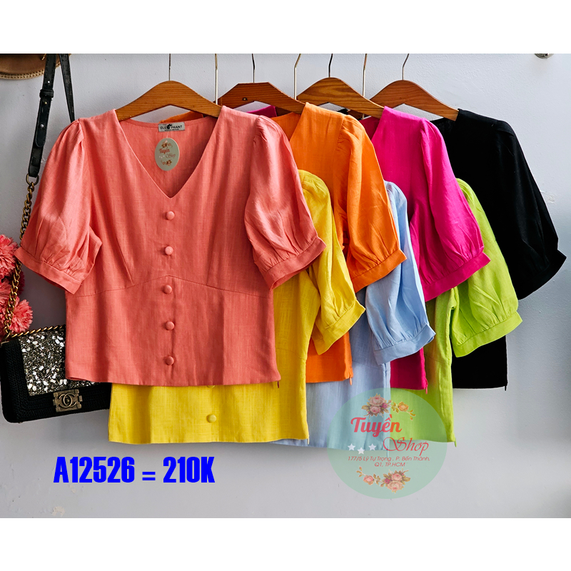 Áo linen croptop cổ V