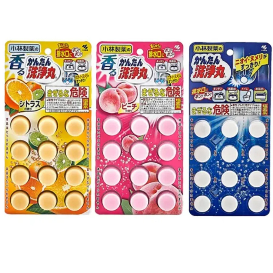 SET 12 VIÊN THÔNG TẮC ĐƯỜNG ỐNG, BỒN CẦU KOBAYASHI NHẬT BẢN (MÙI HƯƠNG TRÁI CÂY)