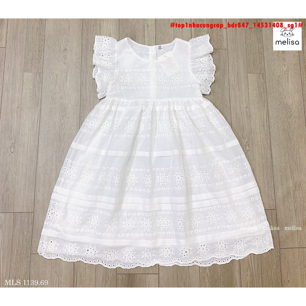 Đầm bé gái, chất thô, tay hến, thêu mềm mát, size 1-10 - top1nhacungcap_bdr847_15361408_sg1