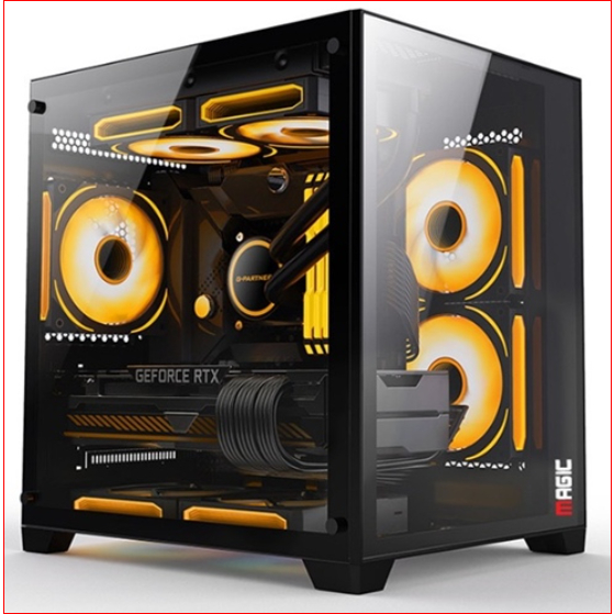 Vỏ thùng máy tính Magic Aqua-M Trắng - Đen size M-ATX mới chưa kèm Fan led