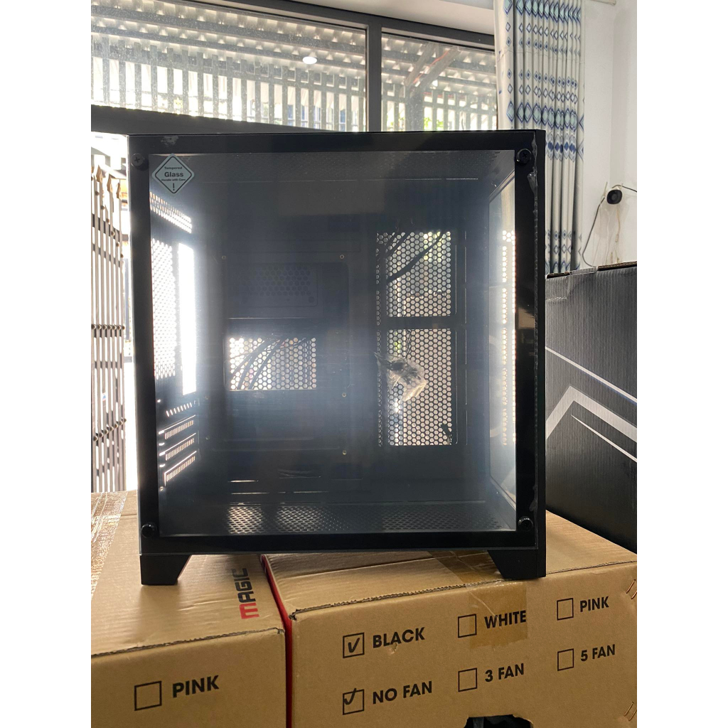 Vỏ thùng máy tính Magic Aqua-M Trắng - Đen size M-ATX mới chưa kèm Fan led