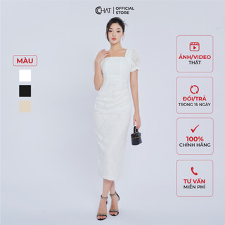 Đầm Nữ 𝐂𝐂𝐇𝐀𝐓 Dáng Ôm Nhún Hông Chất Voan Cao Cấp 13VNV5008OT