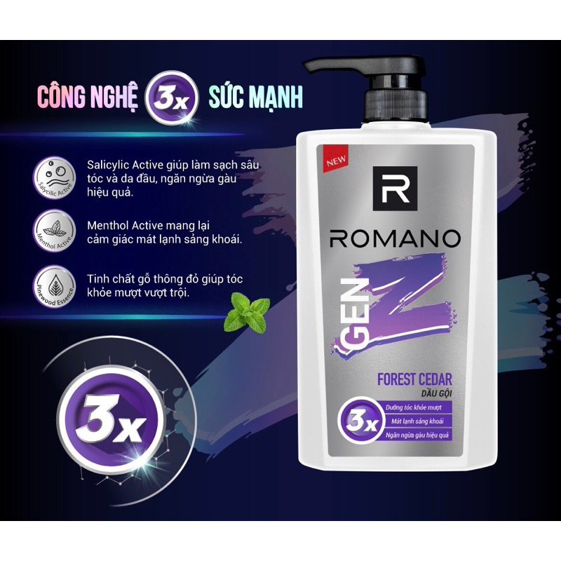 Dầu tắm &gội 2in1 Romano GenZ 610g
