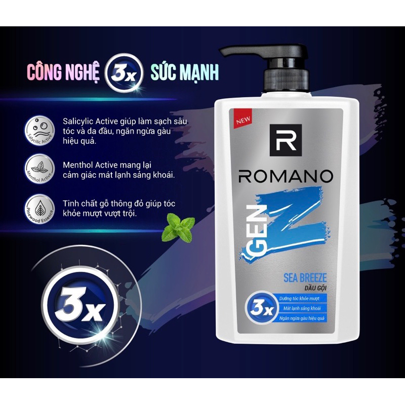 Dầu tắm &gội 2in1 Romano GenZ 610g