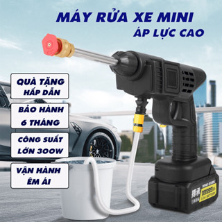  Máy Rửa Xe Cầm Tay Dùng Pin Áp Lực Cao - Máy Xịt Rửa Xe Mini Không Dây Tặng Vali Nhựa & Bình Bọt 