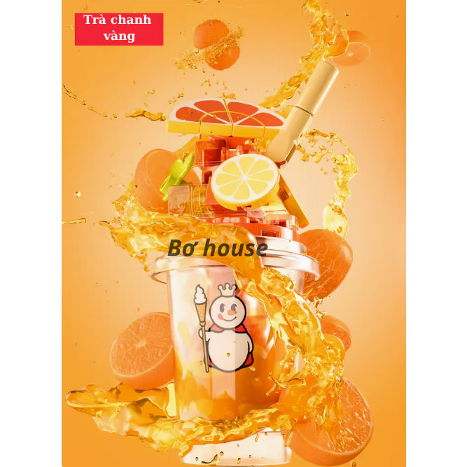 Bộ xếp hình trà sữa Mixue 6 mẫu đáng yêu trang trí bàn học bàn làm việc