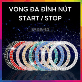 Vòng đính đá và logo trang trí nút khởi động Start Stop trên xe ô tô sang trọng - 2 HÀNG ĐÁ