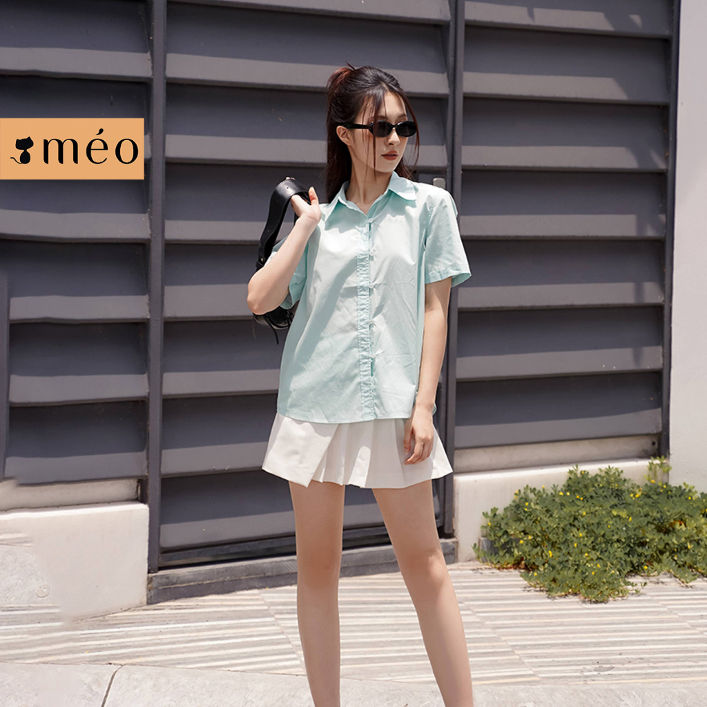 Áo sơ mi nữ Méo shop form rộng ngắn tay dáng suông basic Sunny