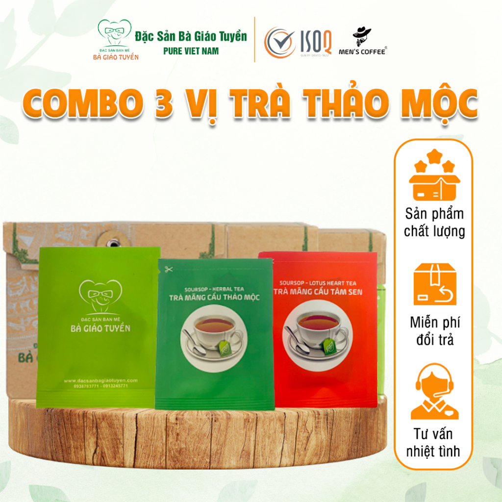 Combo3 vị Trà thảo mộc thiên nhiên thức uống đẹp da, kích thích tiêu hoá, thanh lọc cơ thể 3 Gói Nhỏ