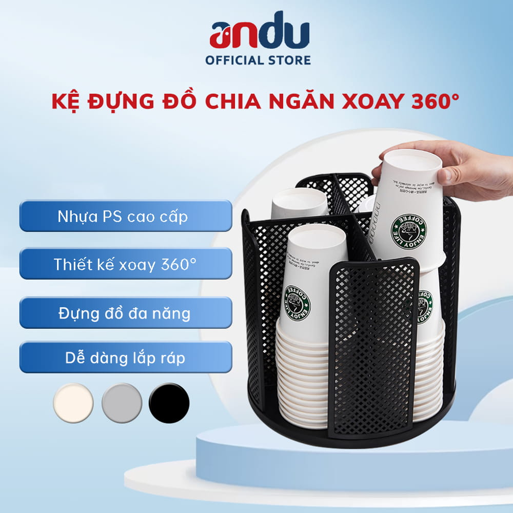 Khay Úp Cốc Chia Ngăn Xoay 360 Độ, Kệ Đựng Ly, Cốc Nhựa Thiết Kế Chia 4 Ngăn Giúp Quầy Pha Chế Của Bạn Trở Nên Gọn Gàng