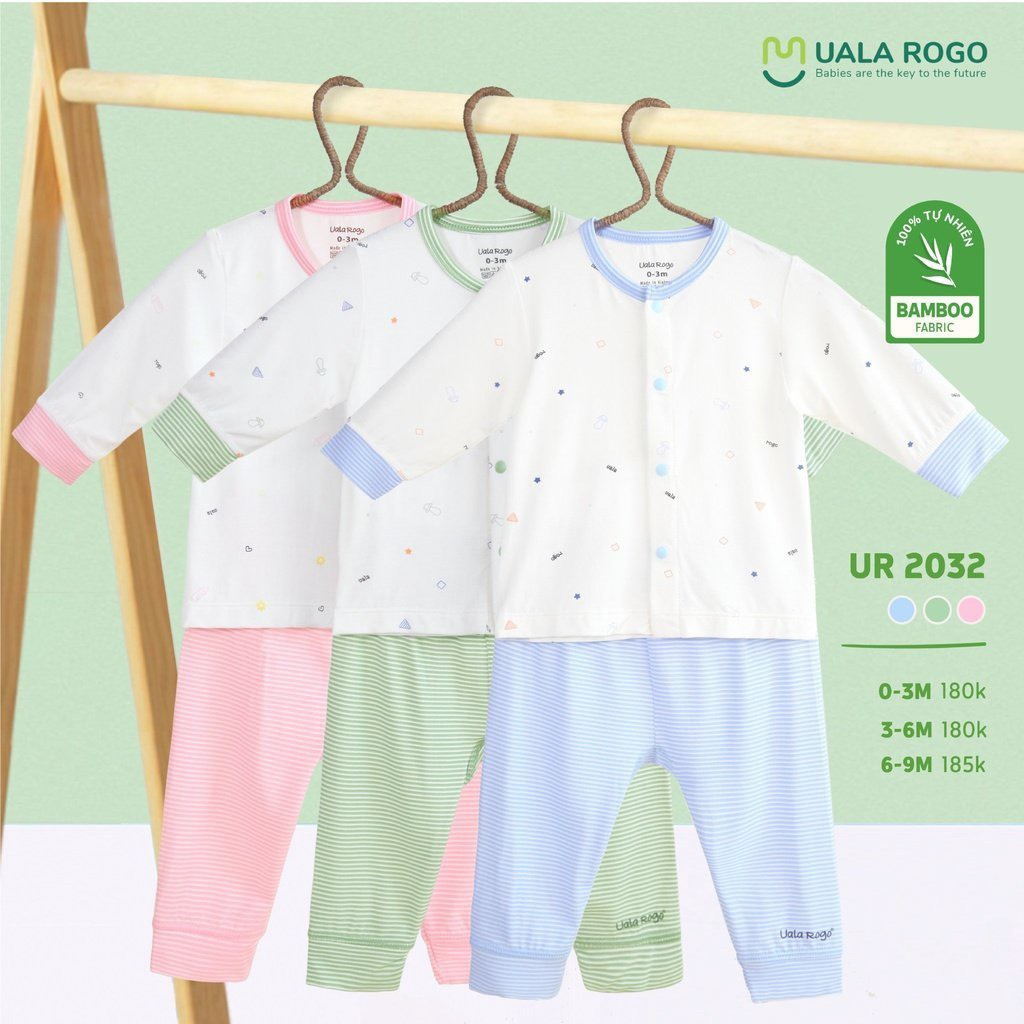 Ualarogo Bộ Dài Tay Cho Bé Từ Sơ Sinh Ualarogo Vải Bambo Mềm Mịn Thoáng Mát Nhiều Mẫu