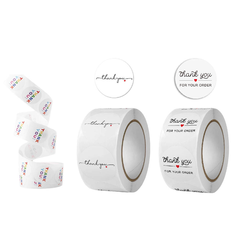 Cuộn 500 nhãn dán cảm ơn, tem Thanh you, sticker thank you kiểu dáng vintage, giấy craft đơn giản đáng yêu