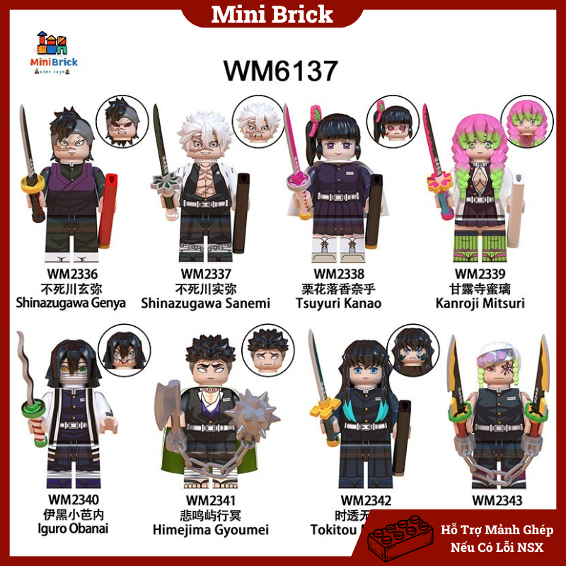 Kimetsu No Yaiba Mô hình Lắp ráp Minifigures Thanh Gươm Diệt Quỷ Anime manga WM6116 WM6137 WM6138 Minibrick Minibricks