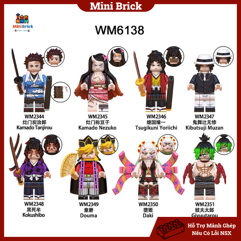 Kimetsu No Yaiba Mô hình Lắp ráp Minifigures Thanh Gươm Diệt Quỷ Anime manga WM6116 WM6137 WM6138 Minibrick Minibricks