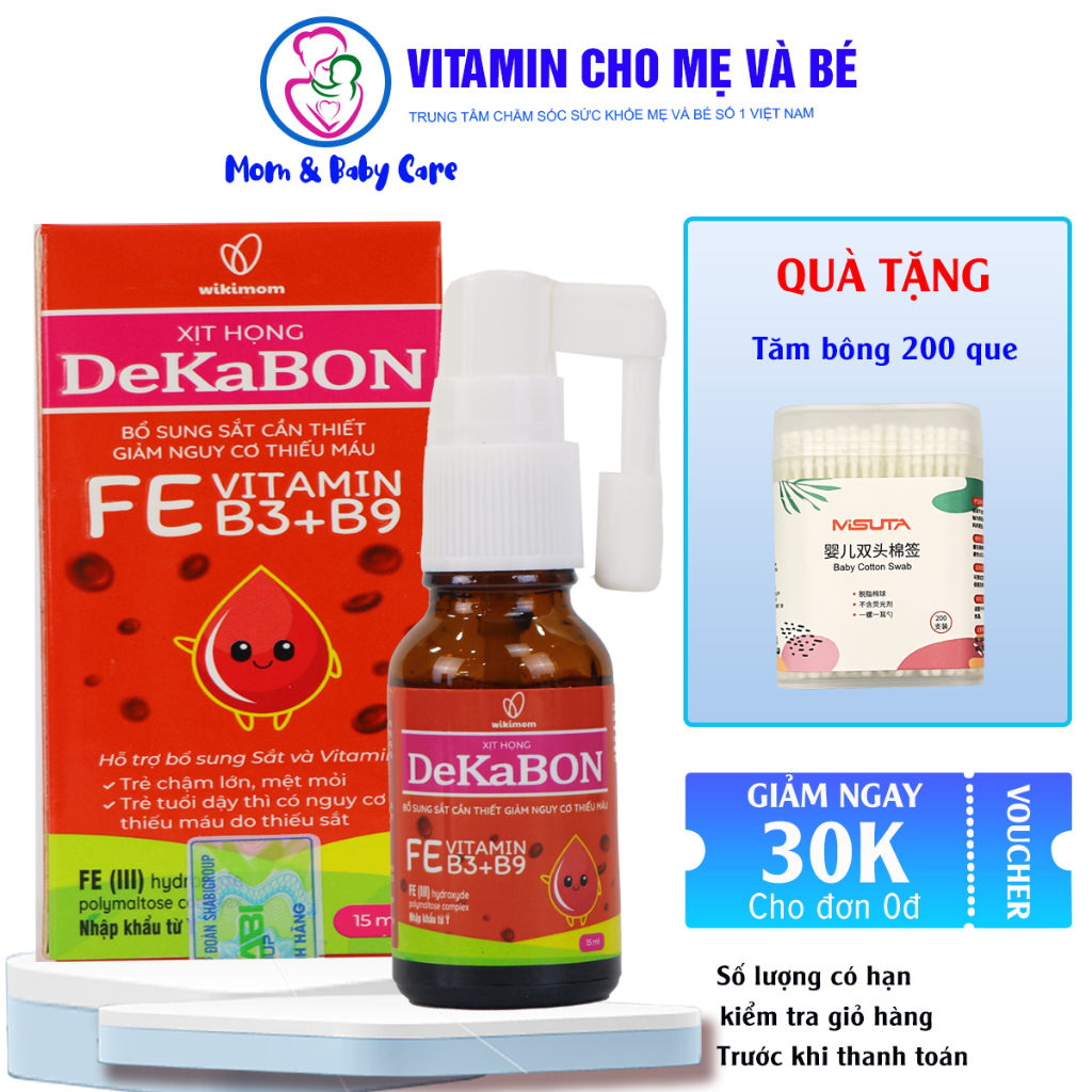 Vitamin Dekabon FE 15ml - Sản phẩm dạng xịt thế hệ mới nhất giúp bổ sung sắt ngăn ngừa thiếu máu do thiếu sắt