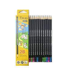 Bút Chì Gỗ Sơn Đen 2B Có Tẩy Eras E602
