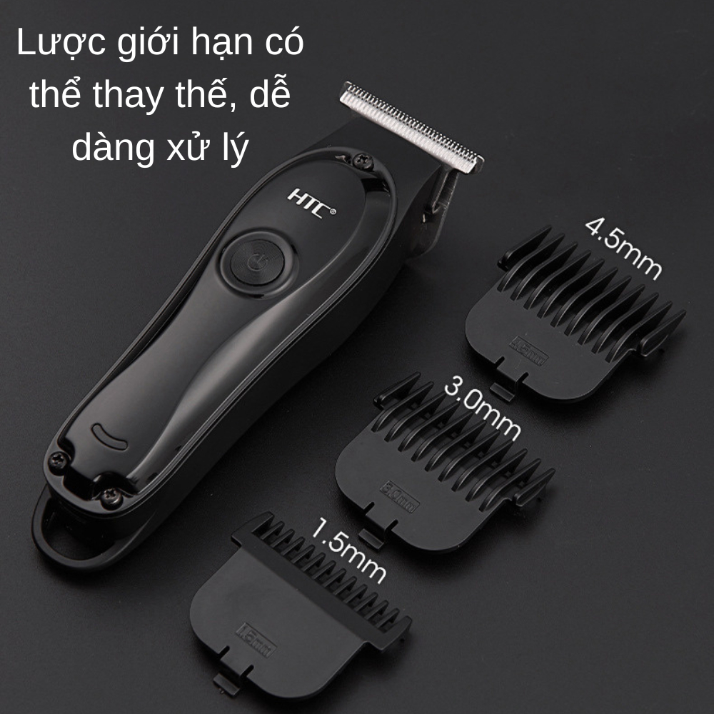 Tông Đơ Cắt Tóc Nam, Máy Cạo Râu kiêm chấn viền chính hãng HTC, màn hiển thị LCD, tặng kèm phụ kiện