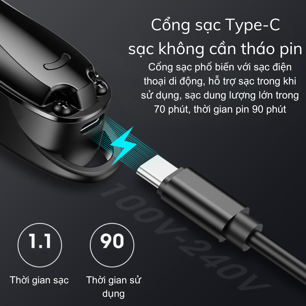 Tông Đơ Cắt Tóc Nam, Máy Cạo Râu kiêm chấn viền chính hãng HTC, màn hiển thị LCD, tặng kèm phụ kiện