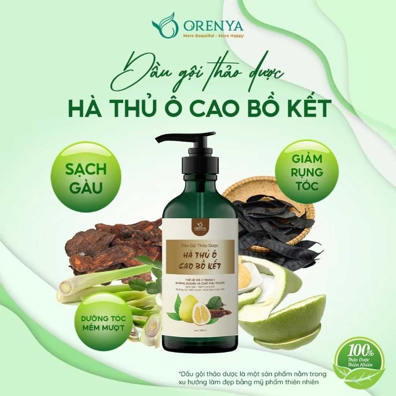 ( Mẫu thử size du lịch ) Dầu gội Thảo Dược Hà Thủ Ô Cao Bồ Kết Orenya 50ml