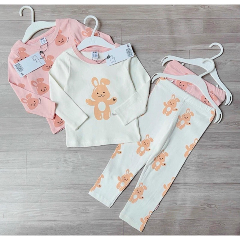 Set 2 bộ bé gái dài tay thu đông chất cotton 2-7y