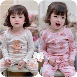 Set 2 bộ bé gái dài tay thu đông chất cotton 2-7y