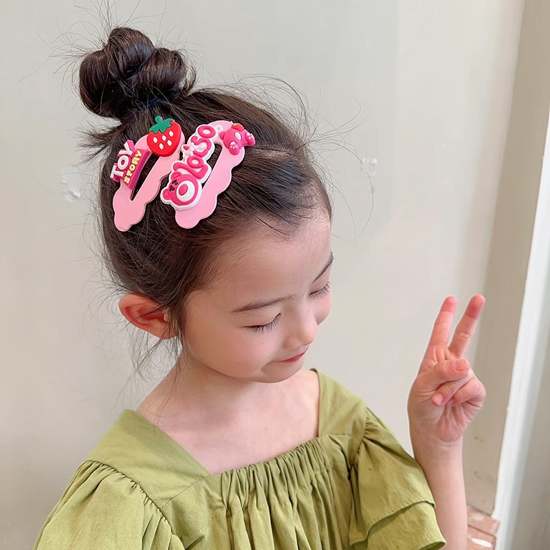 🍒🍒CHERRYKOKO Set 5 Kẹp Tóc Hình Gấu / Ngôi Sao / Trái Dâu / Trái Tim Dễ Thương Cho Bé Gái