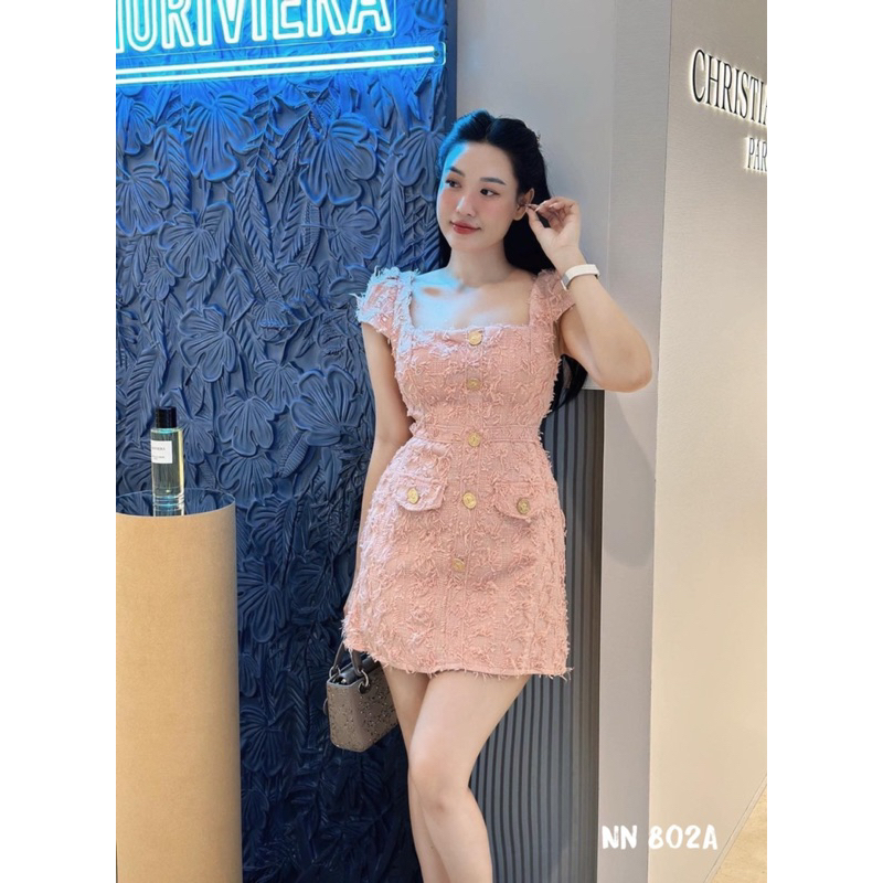 Váy dạ tay hến cổ chữ U siêu xinh