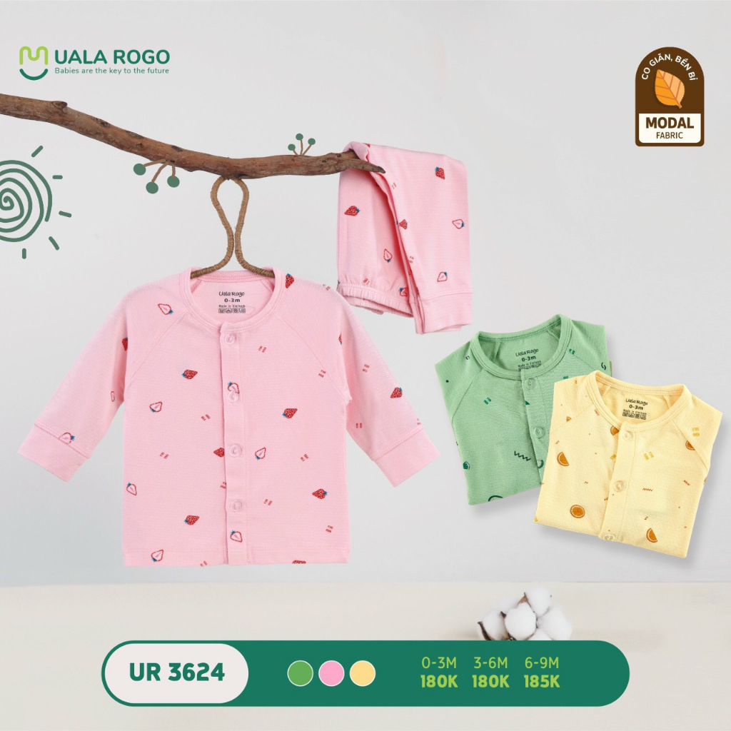 Ualarogo Bộ Dài Tay Cho Bé Từ Sơ Sinh Ualarogo Vải Modal Gỗ Sồi Tự Nhiên Siêu Mềm Mịn Thoáng Mát Nhiều Mẫu