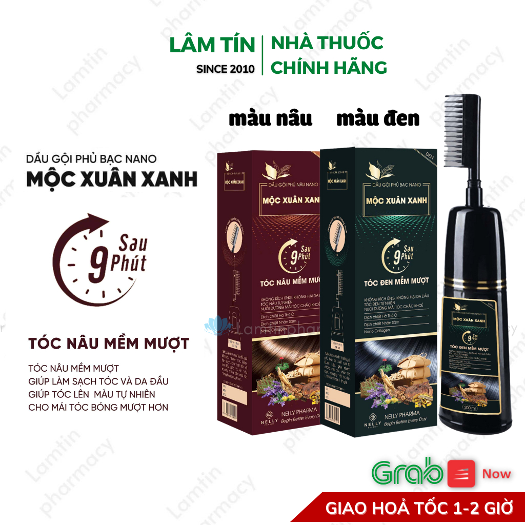 ✔(Tặng Khẩu Trang 4L Chất Chính Hãng) Dầu Nhuộm Tóc Mộc Xuân Xanh Phủ Nâu Nano Tóc Lên Màu Tự Nhiên Tóc Mềm Mượt.