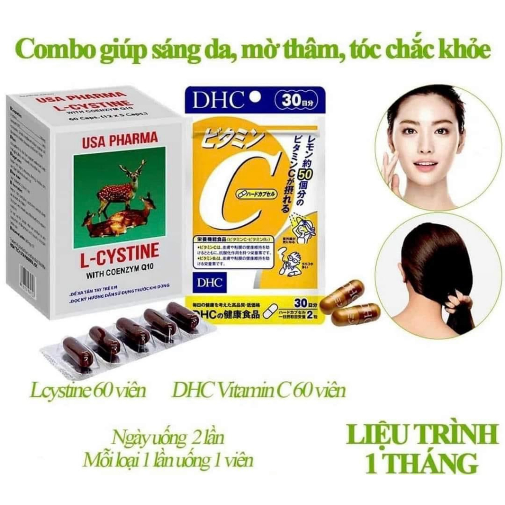 Viên Uống Đẹp Da, Trắng Da L-Cystine, Vitamin C, Vitamin E - Chống Oxy Hoá, Sáng Đều Màu Da, Mờ Thâm, Nám