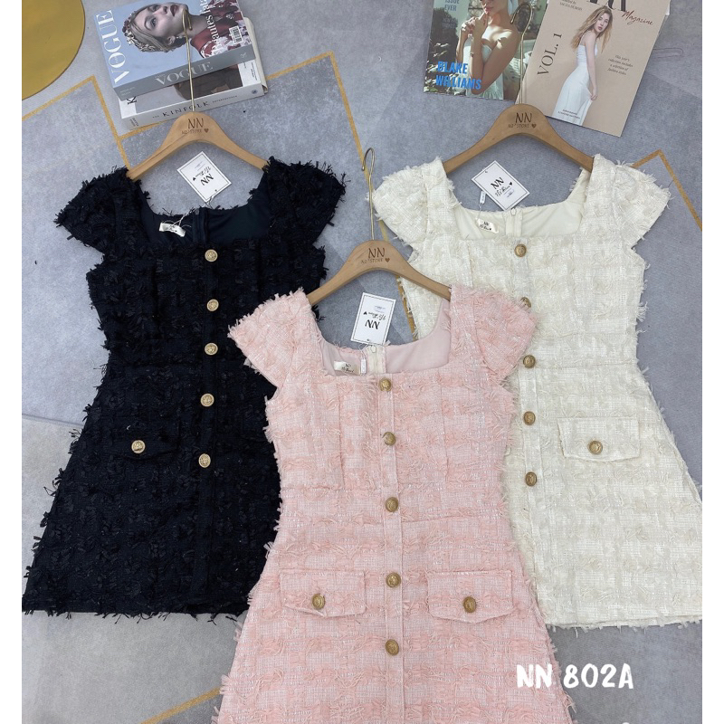 Váy dạ tay hến cổ chữ U siêu xinh